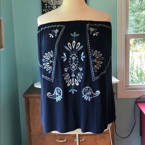 NWT TORRID BLUE/WHITE STRAPLESS TOP SZ 3